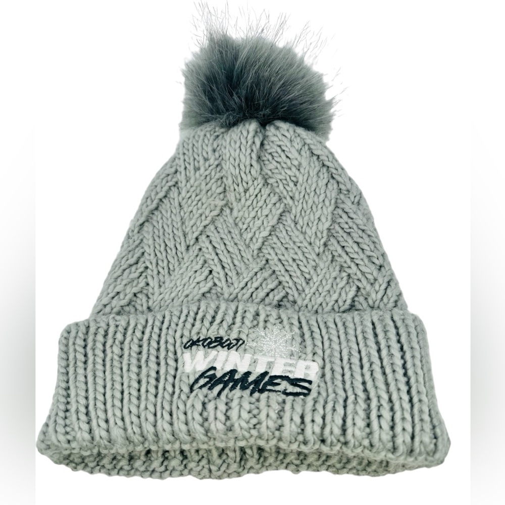 Okoboji Winter Games Knit Pom Hat Gray Apollo USA